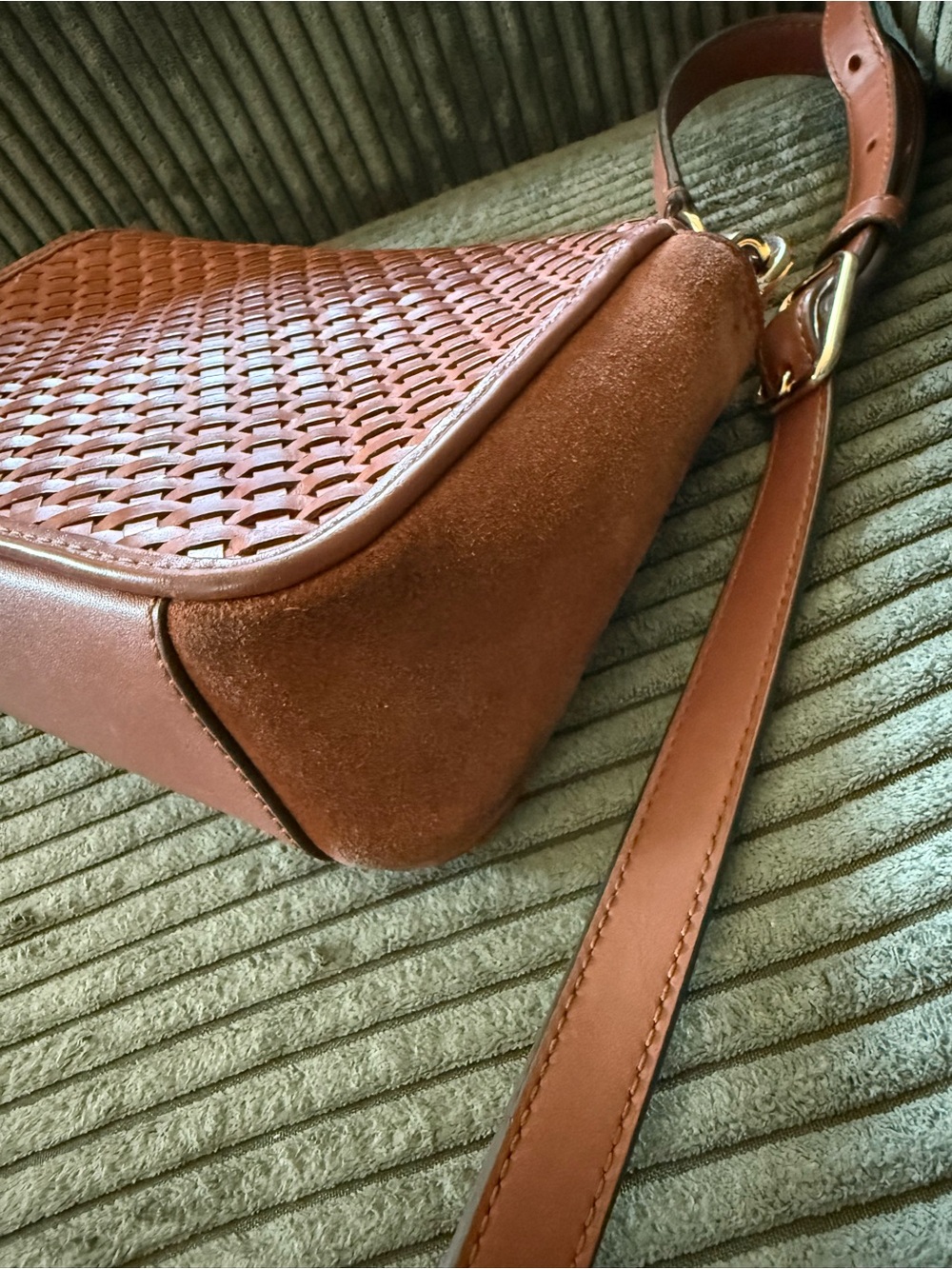 Tory Burch Woven Leather Crossbody Bag in Chestnut Brown | GUC - Picture 10 of 15